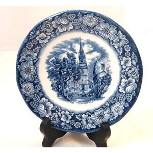 LIBERTY BLUE "Independence Hall" Saucer STAFFORDSHIRE, ENGLAND, 5.3/4"